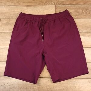 BAMBOO AVE Dark Purple Solid Large Mens Athletic Performance Workout‎ Shorts